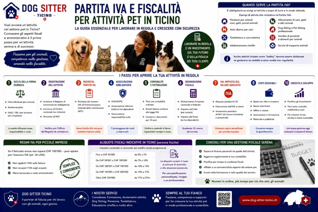 Partita IVA, Fiscalità e Assicurazioni per un’Attività Pet in Ticino