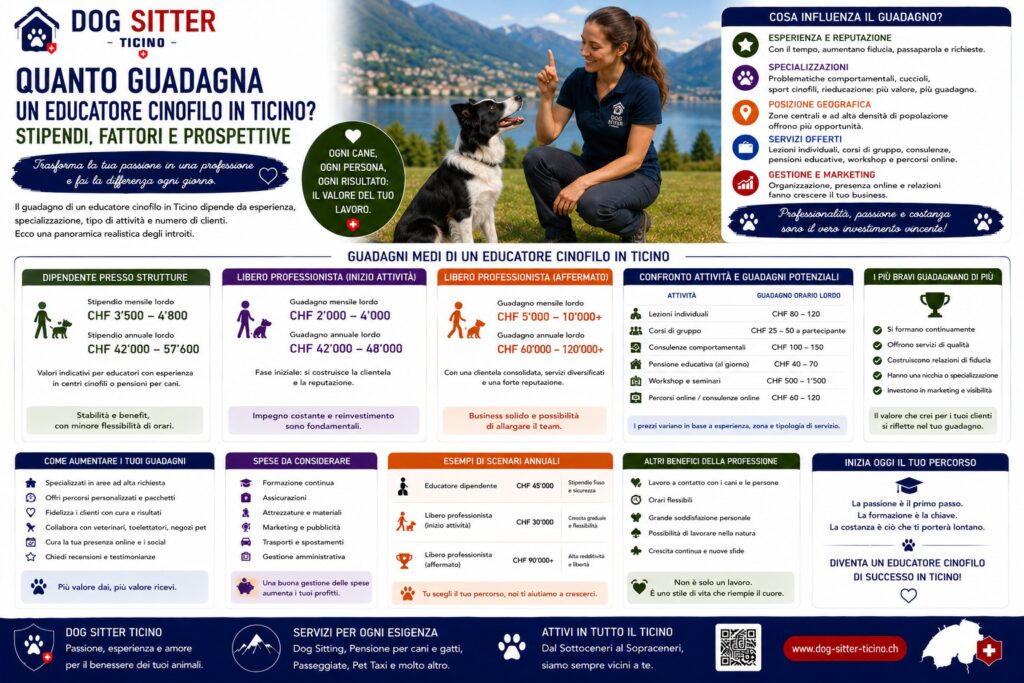 Quanto Guadagna un Educatore Cinofilo in Ticino